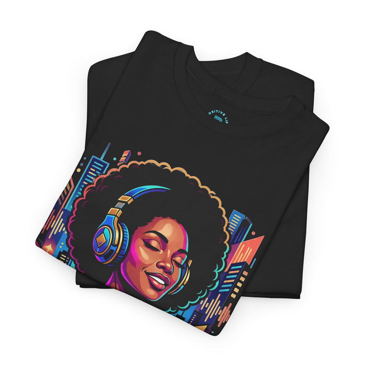 Good Vibe Tee — Retro Afro Music Headphones Graphic T-Shirt