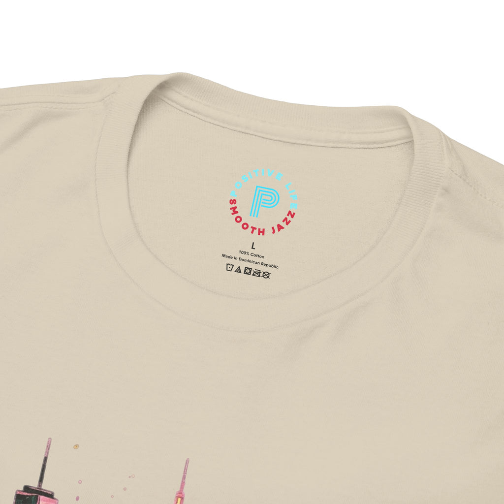 City Skyline Watercolor T-Shirt — Musical Notes Urban Graphic Tee