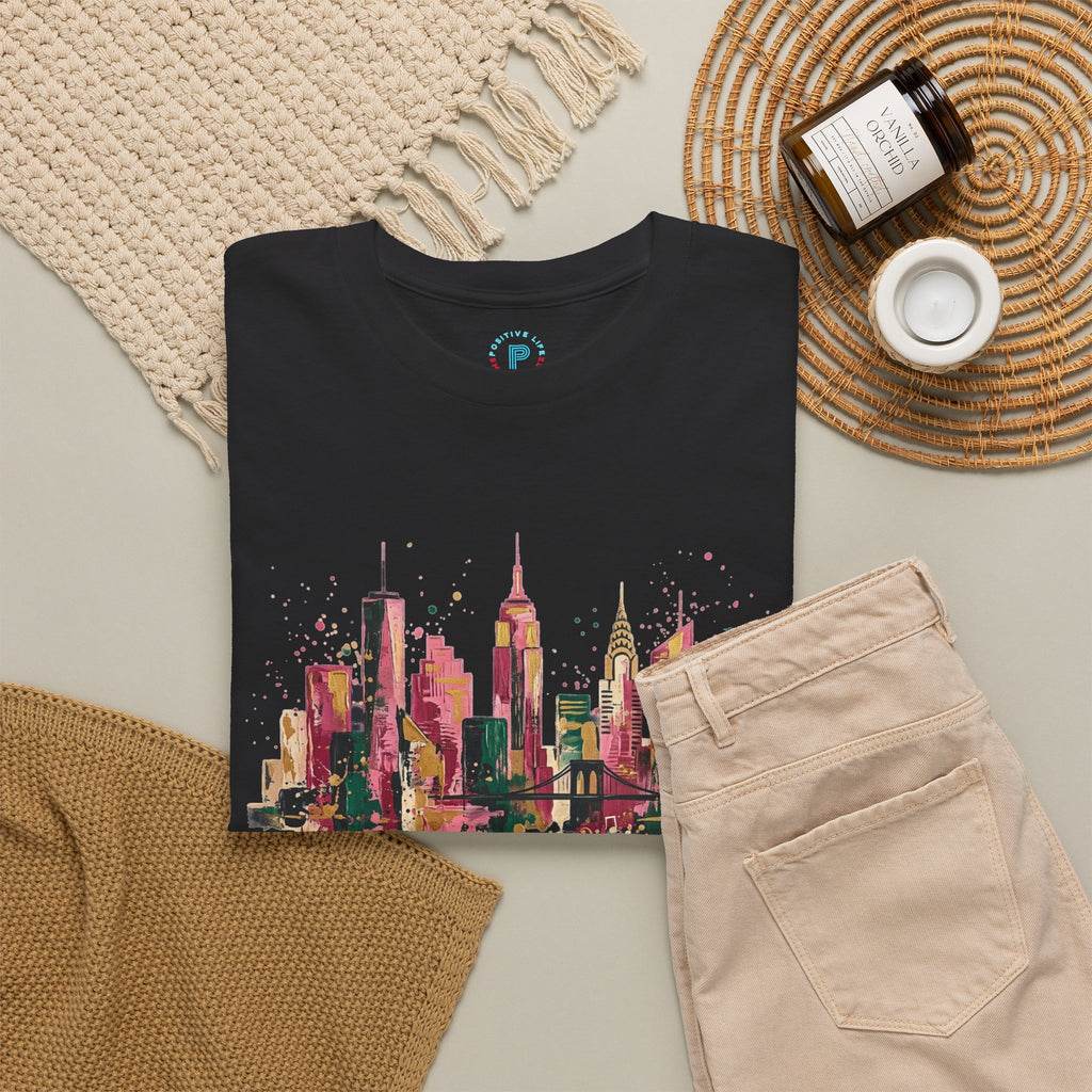 City Skyline Watercolor T-Shirt — Musical Notes Urban Graphic Tee