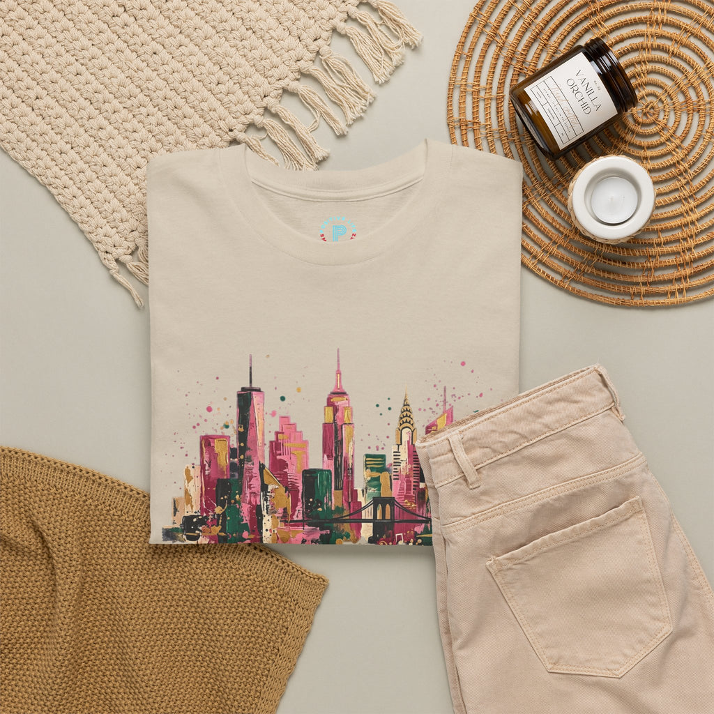 City Skyline Watercolor T-Shirt — Musical Notes Urban Graphic Tee