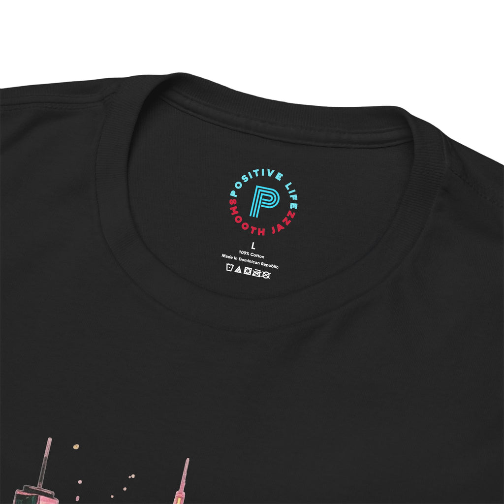 City Skyline Watercolor T-Shirt — Musical Notes Urban Graphic Tee