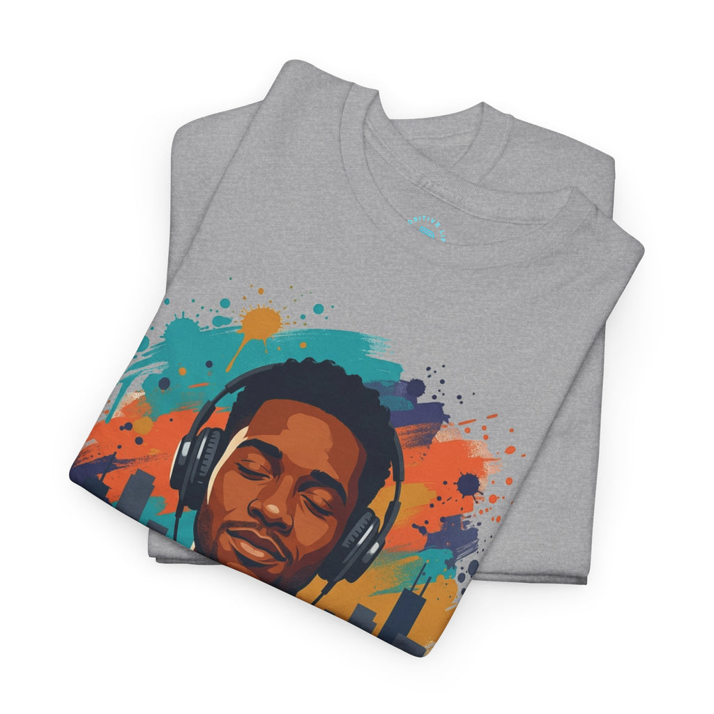 Music Lover Graphic Tee — Colorful Headphones Portrait T-Shirt