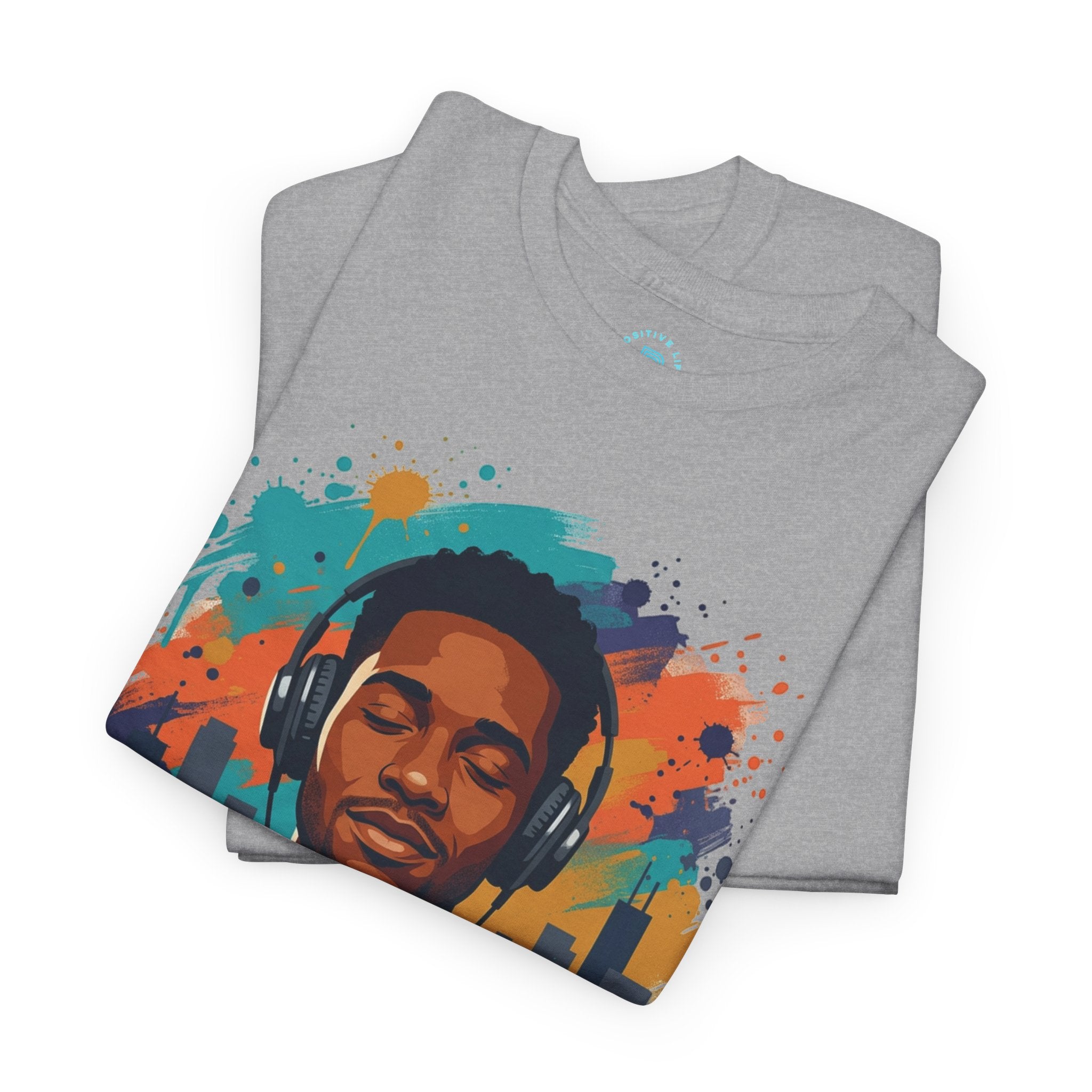 Music Lover Graphic Tee — Colorful Headphones Portrait T-Shirt