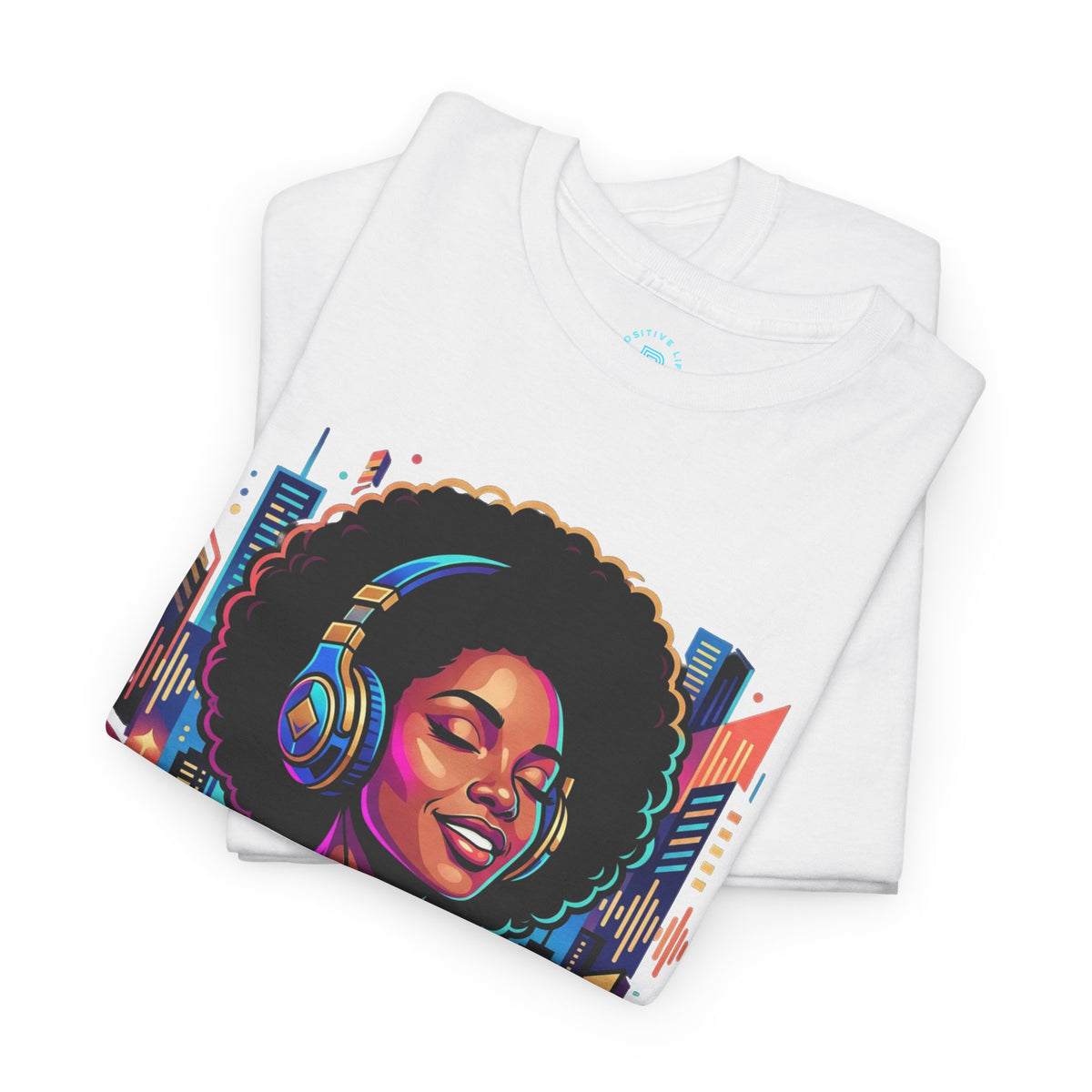 Good Vibe Tee — Retro Afro Music Headphones Graphic T-Shirt