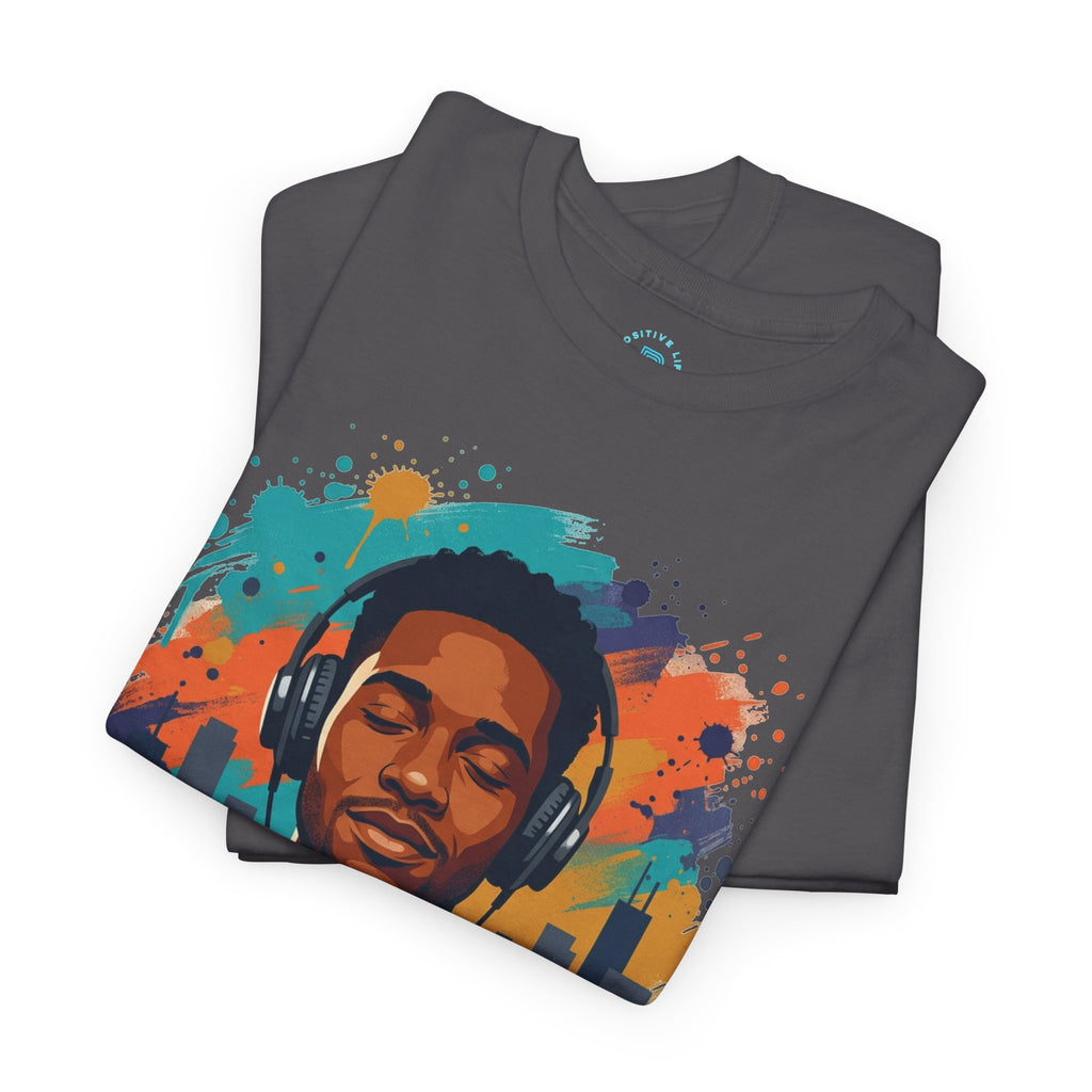 Music Lover Graphic Tee — Colorful Headphones Portrait T-Shirt