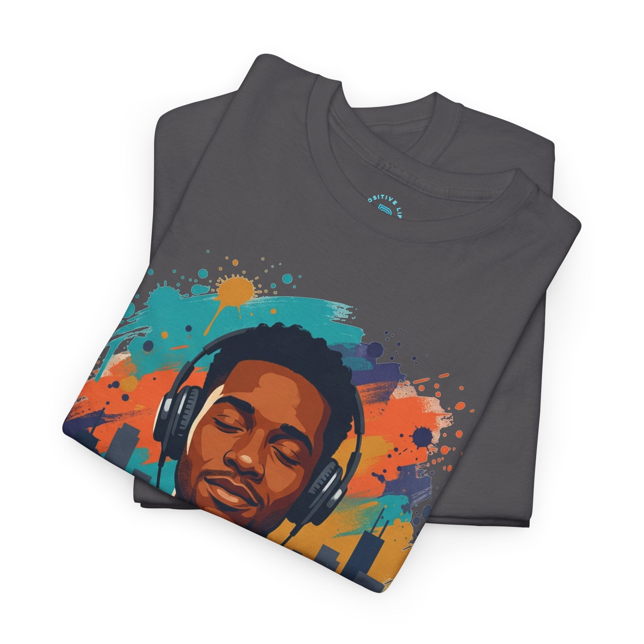 Music Lover Graphic Tee — Colorful Headphones Portrait T-Shirt